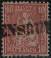 CH - Sitz. Helvetia - Zst. Nr. 38 - Stabstempel Densbüren