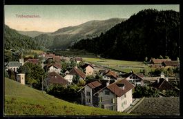 AK Trubschachen, Ort mit Kirche und Häusern im Tal