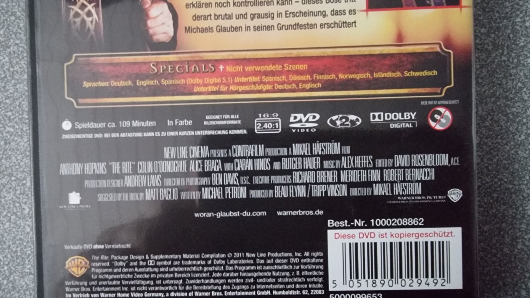 Alle DVDs: DVD The Rite - Anthony Hopkins – Gebraucht aus Oetwil am See von fineli2 1