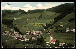 AK Krinau, Ort mit Kirche und Hügellandschaft