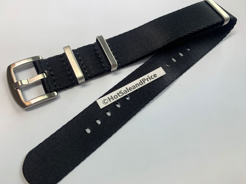 20mm Nato Textil Uhren-Armband schwarz, Nylon, Top-Qualität 4