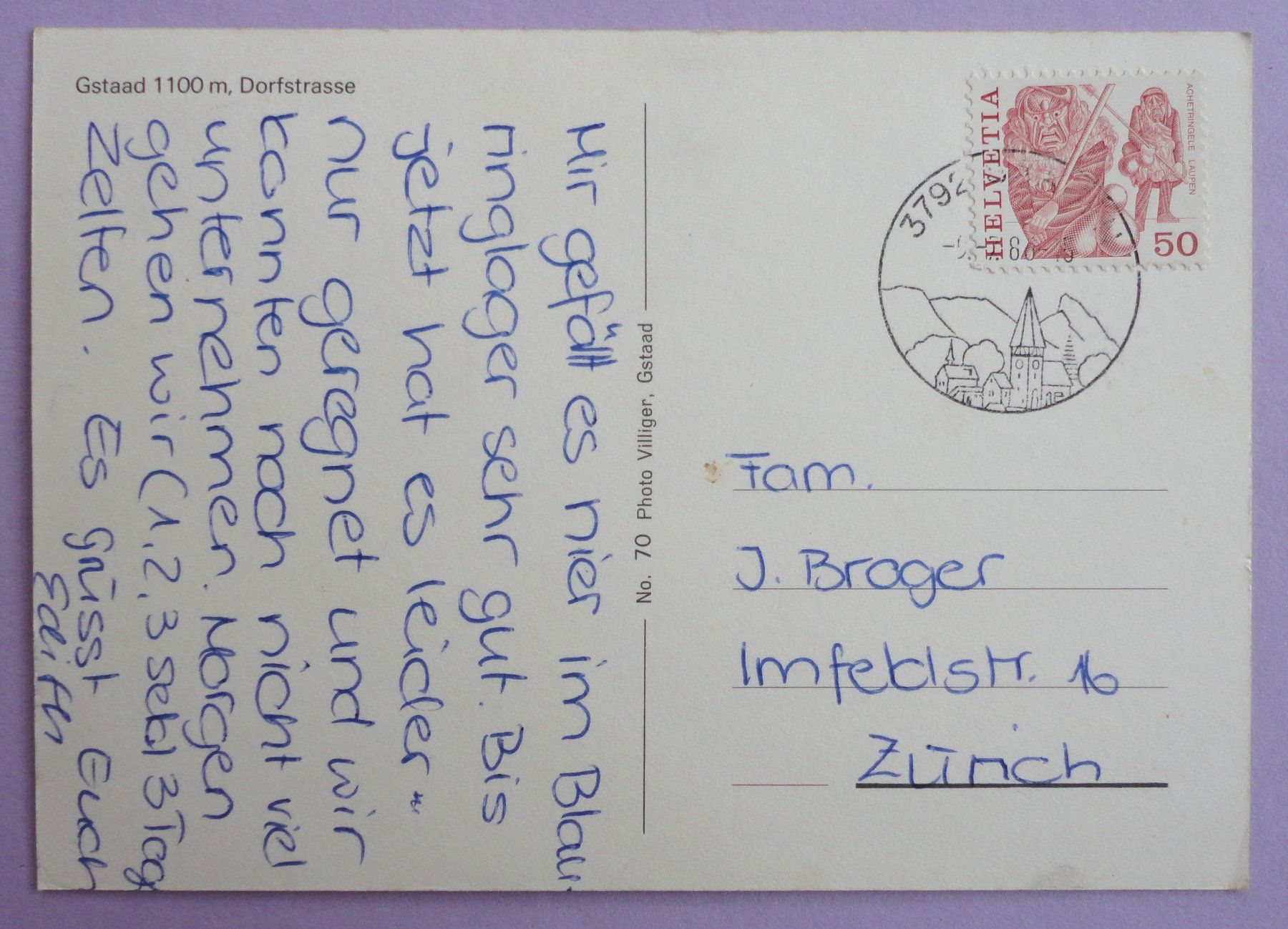 Cartoline postali: Gstaad, 1100 m, Dorfstrasse – Usato da Fétigny venduto da Billy2miny 1