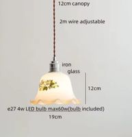 Lampe suspendue LED Vintage  en pierre de verre