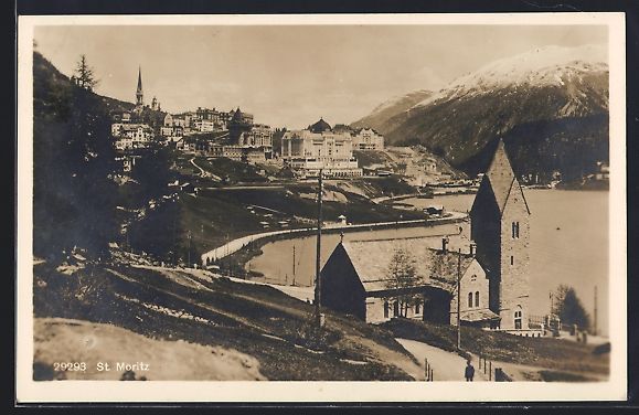 Ansichtskarten: St. Moritz, Blick auf den Ort mit Kirche – Gebraucht aus Berlin von bartko-reher