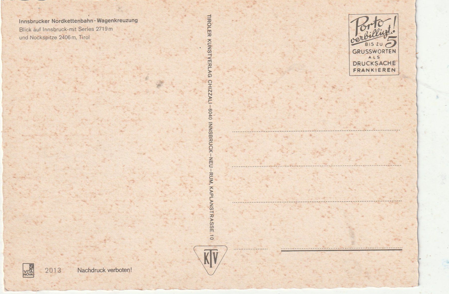 Cartoline postali: Insbruck Bahnen – Usato da Lumbrein venduto da made02 1