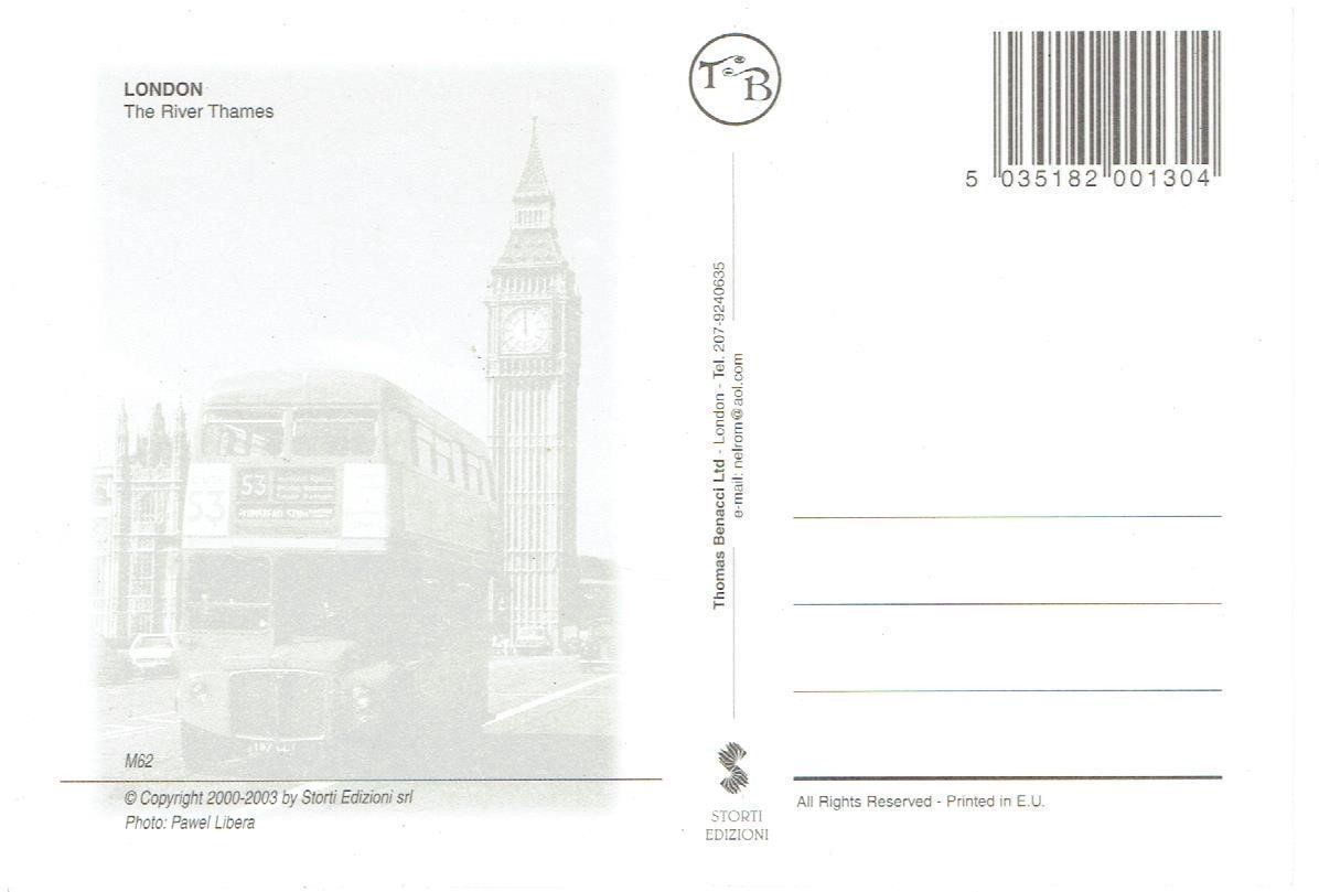 Cartoline postali: London   The River Thames – Usato da Flims - Dorf venduto da Stagediver 1