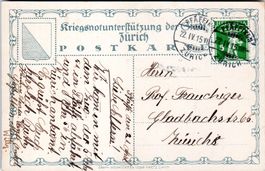 KRIEGSUNTERSTÜTZUNG ZÜRICH POSTKARTE GELAUFEN - SP17