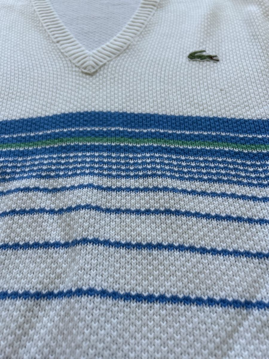 Lacoste Gilet & Giacche: Lacoste Strick Pullunder weiss blau gestreift – Usato da Luzern venduto da ameliemueller 2