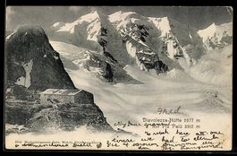 AK Diavolezza-Hütte mit Piz Pal, 1903