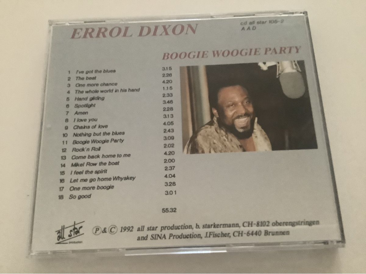 CD: Errol Dixon / Boogie Woogie Party / 1992 – Usato da Dübendorf venduto da Shreck 1