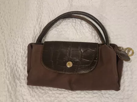Handtasche Longchamp Le Pliage braun Kroko Optik gebraucht