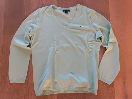 Tommy Hilfiger Pullover L - türkis - V-Neck