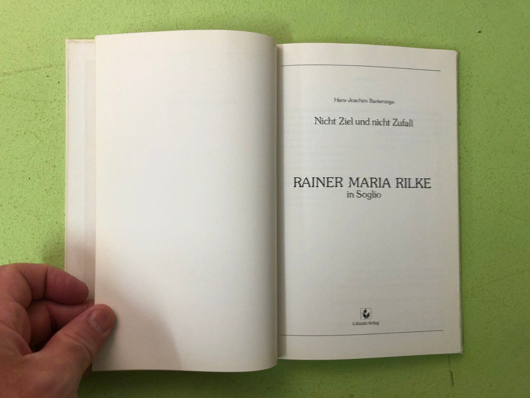 Libri: H.-J. Barkenings: Rilke in Soglio – Usato da Zürich venduto da allp 1