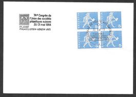 Sonderbrief A. 956 75 Jahre Philatelistenver. Biel 30.5.1964