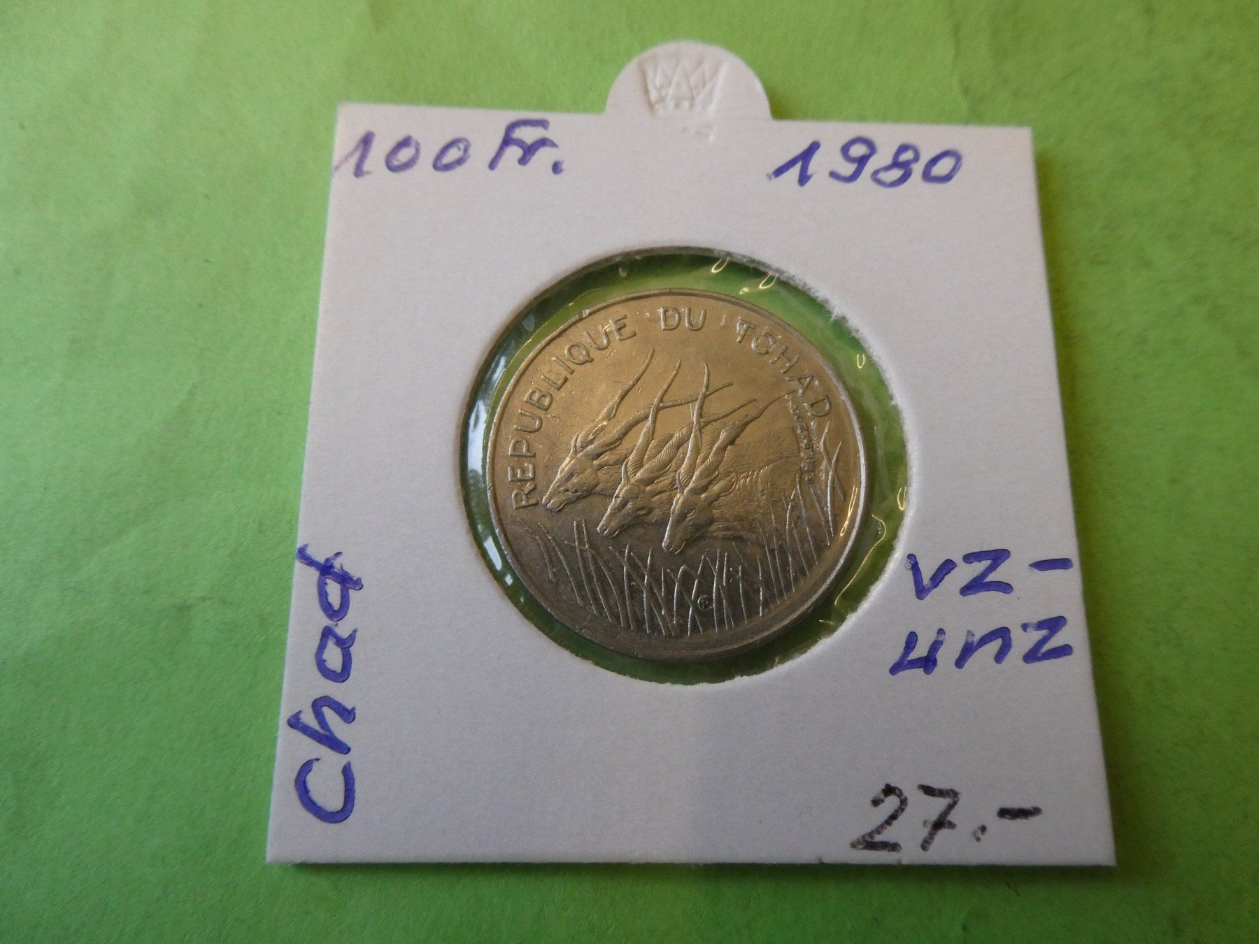 Alle Münzen: Tschad 1980, 100 Francs – Gebraucht aus Hinterforst von Rohusri