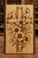 Christliches Holzbild mit Kreuz – 25 × 40 cm