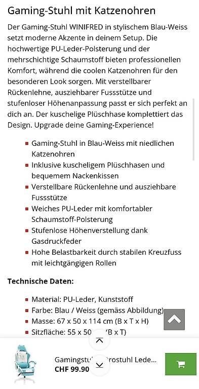 Sedie: Gamingstuhl Bürostuhl – Usato da Bülach venduto da alexvilla71 2