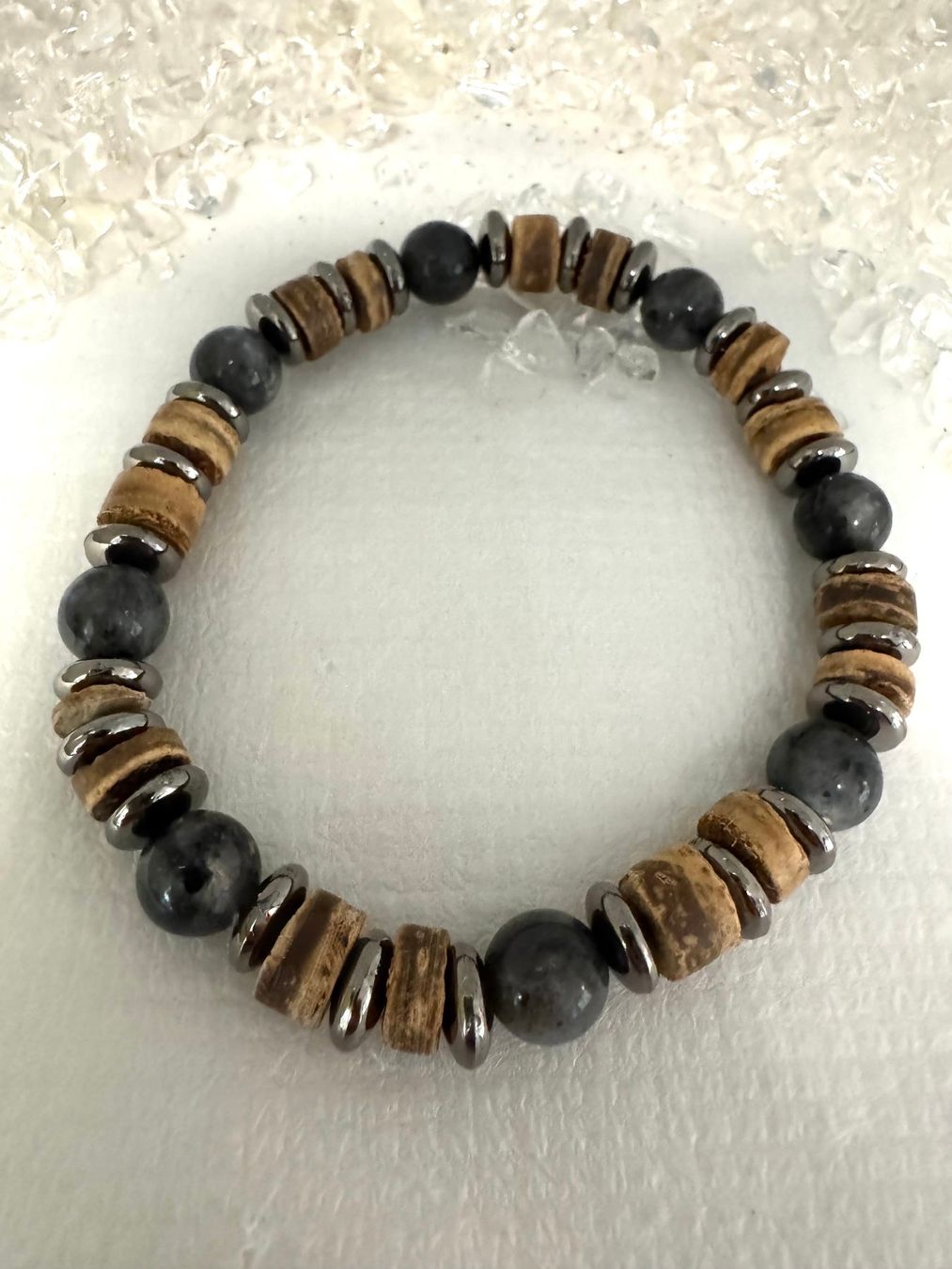 Bracciali & Braccialetti: Armband /  Labradorit, Holz, Hämatit – Nuovo (secondo la descrizione) da Biberist venduto da tl-schmuck