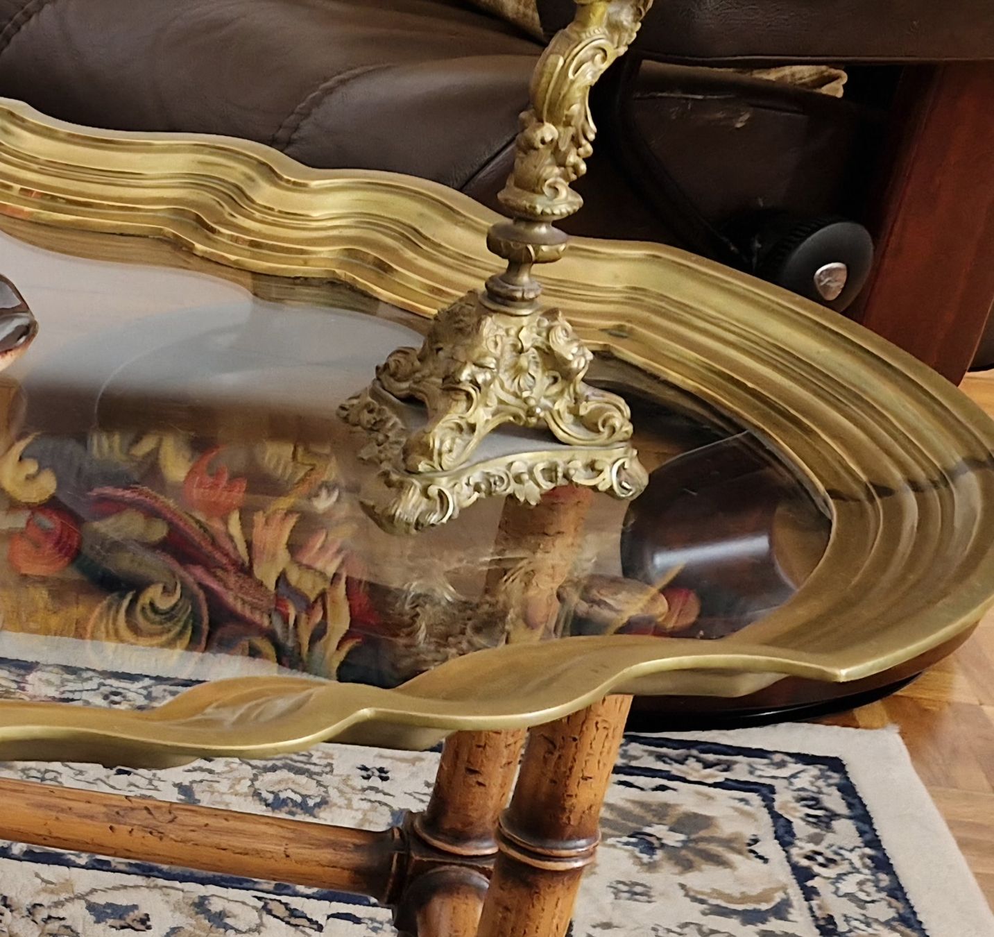 Tavoli: Guéridon table basse laiton et verre – Usato da Pully venduto da Andalous 1