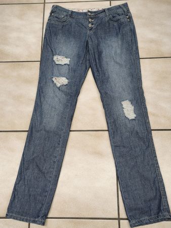 Damen Jeans Rainbow blau mit Löchern Grösse 32 Baumwolle