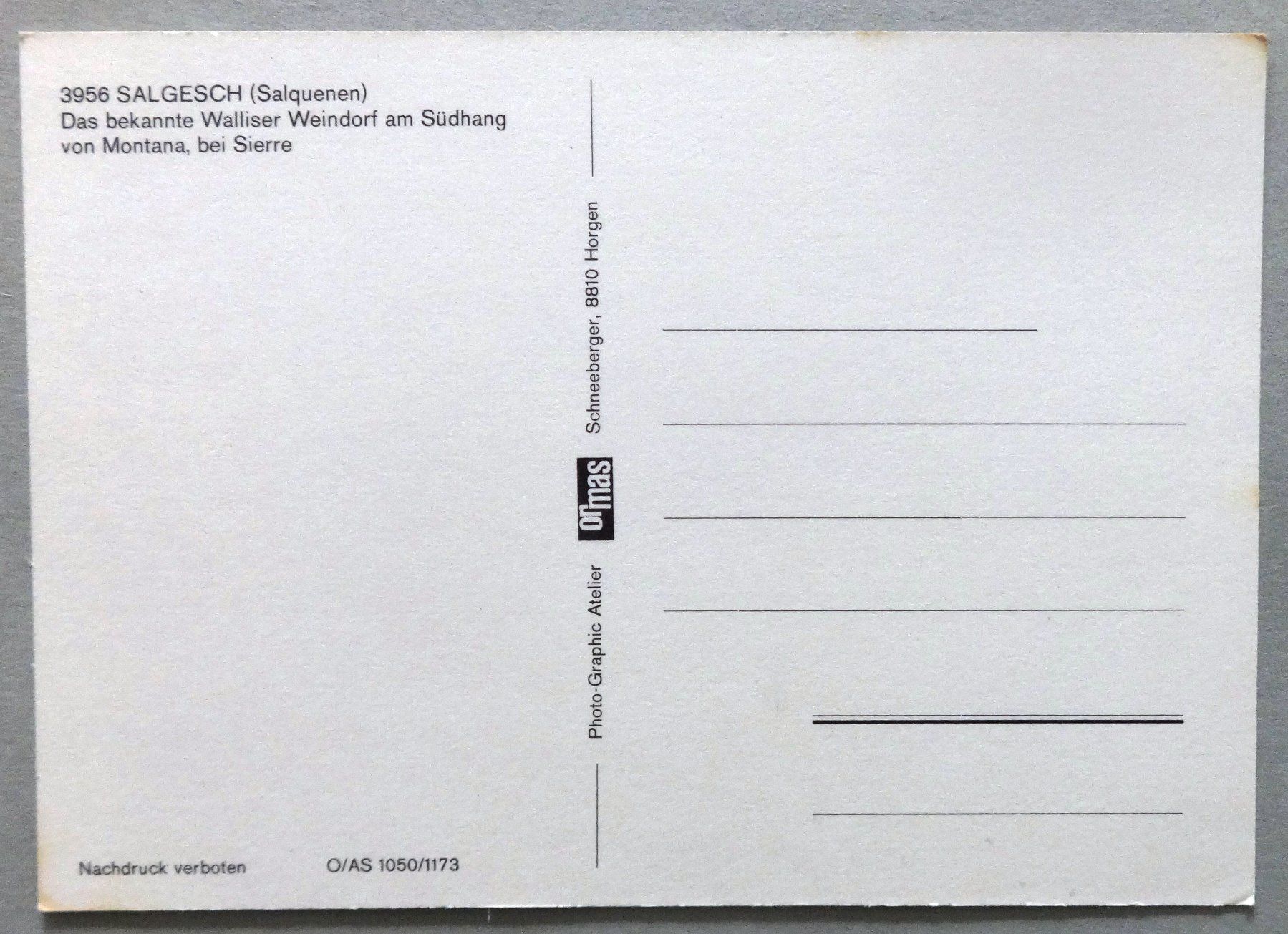 Cartoline postali: Salgesch (Salquenen) – Usato da Fétigny venduto da Billy2miny 1