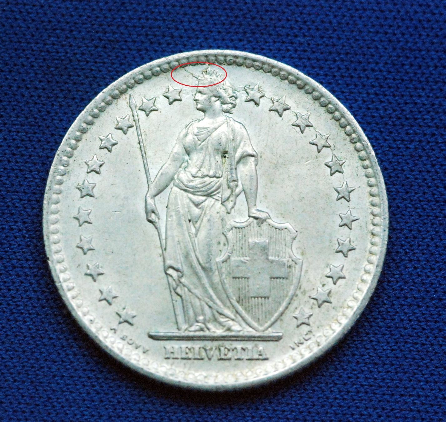Alle Münzen: Silberner 2.- 1946 / Prägefehler, "Einhorn" – Gebraucht aus Mühlethal von sowato 2