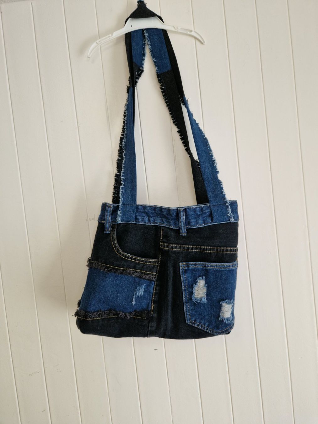 Borse da donna: Sac jeans patchwork noir / bleu UNIQUE – Nuovo e nell'imballaggio originale da St-Imier venduto da goodber 1