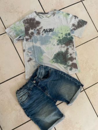 H&M Kinder T-Shirt & Jeansshorts Gr. 140 Sommer 