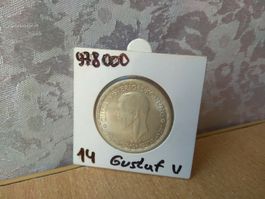 RARE Vintage 1946 Gustaf Sveriges Konung Silver Coin 2 Swede