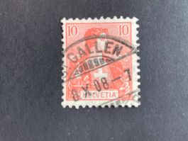 Schweiz 1908 Helvetia 10 Rp Vollstempel ST.GALLEN 8.X.08