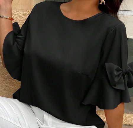 edle/stylische Bluse schwarz, L/XL