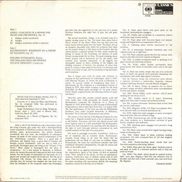Schallplatten: Grieg/Entremont/Po/Ormandy: Piano Concerto LP – Neu (gemäss Beschreibung) aus Steinhausen von Vilivinili 1
