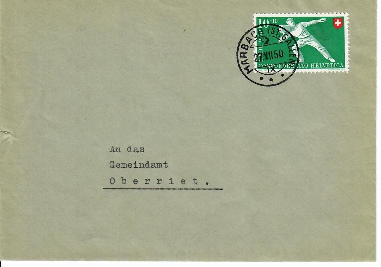 Tous les timbres: Brief, Marbach SG 1950 – D'occasion à Hochdorf par Ziegel-16