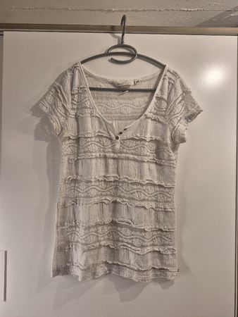 Romantisch, H&M Sommer Shirt, weiss mit Spitze, Grösse M