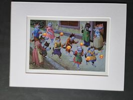 DIE FRÖHLICHE KATZENSCHULE  BILD MONTIERT AUF PASSEPARTOUT