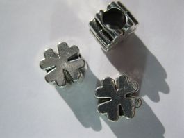 3 Metallperlen, Grosslochperle, Bead, Kleeblatt , 10x10mm