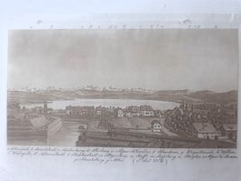 ZÜRICH GEGEN DIE ALPEN.  Aquatinta in Braun. Um 1820.