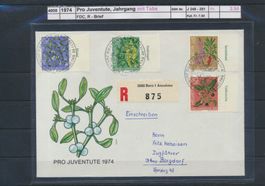 1974 Pro Juventute, Jahrgang mit Tabs, FDC, R - Brief