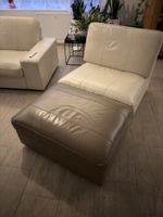 Echtleder-Garnitur: 3er-Sofa, Sessel & Fusshocker