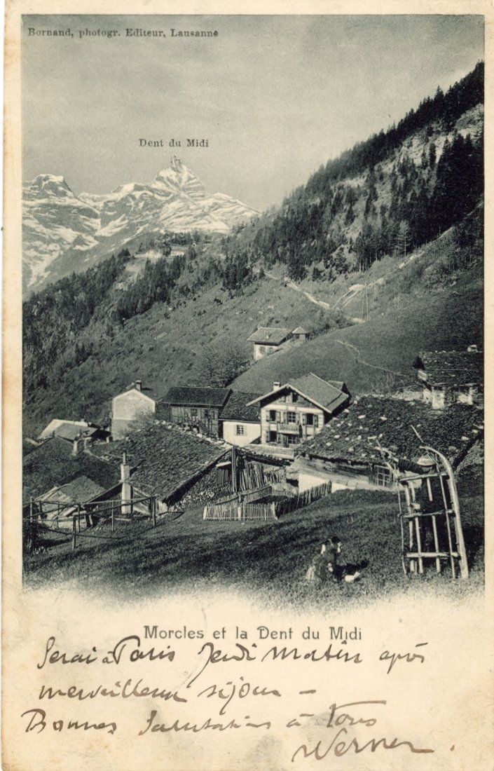 Cartoline postali: Morcles   VD     et la Dent du Midi      en 1909 – Usato da Brig venduto da Valcards54
