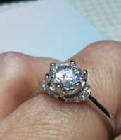 Bague argent avec diamant de moissanite de 1 ct certifié GRA