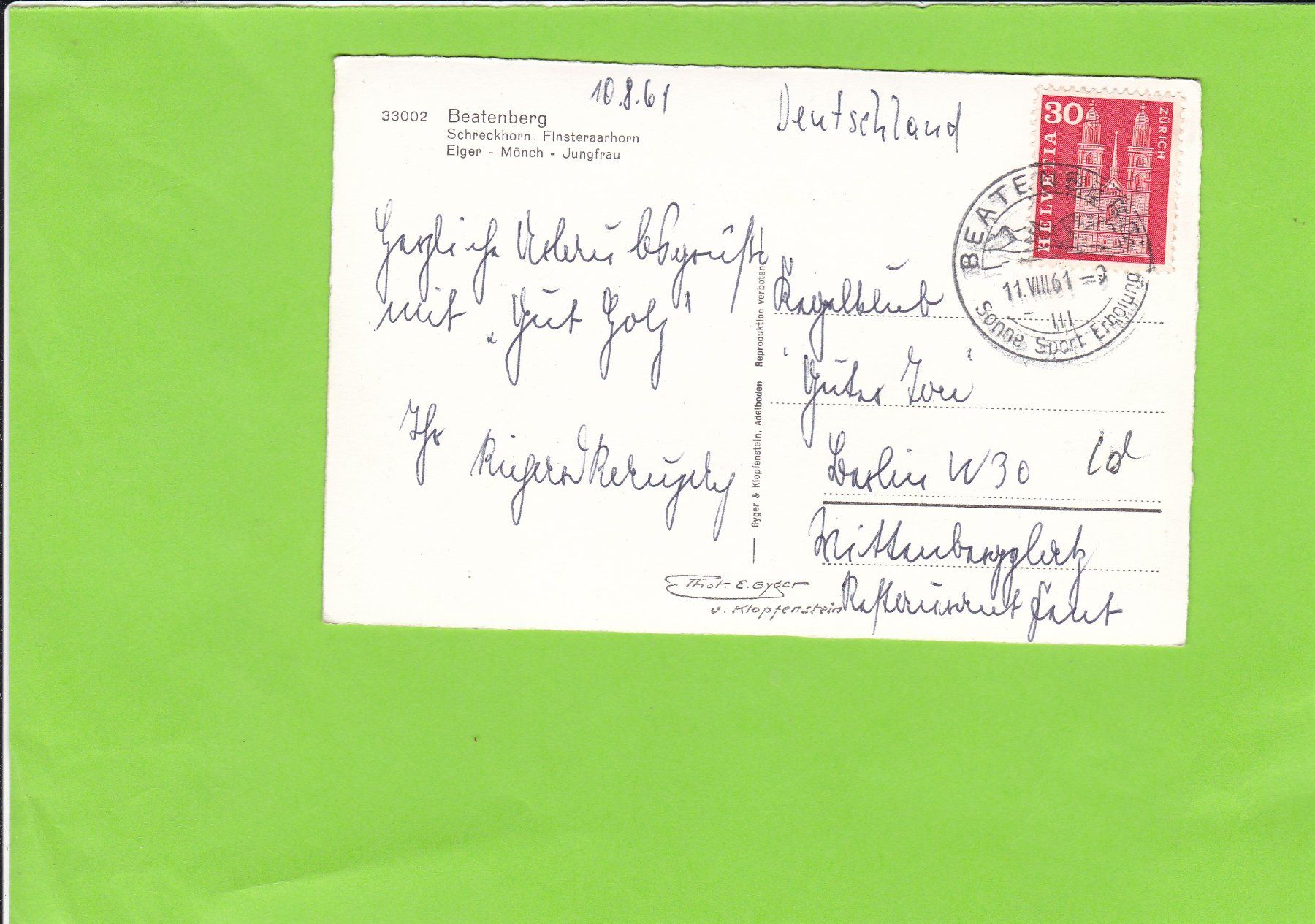 Cartes postales: Beatenberg--E. Gyger – D'occasion à St. Peterzell par neckertal 1