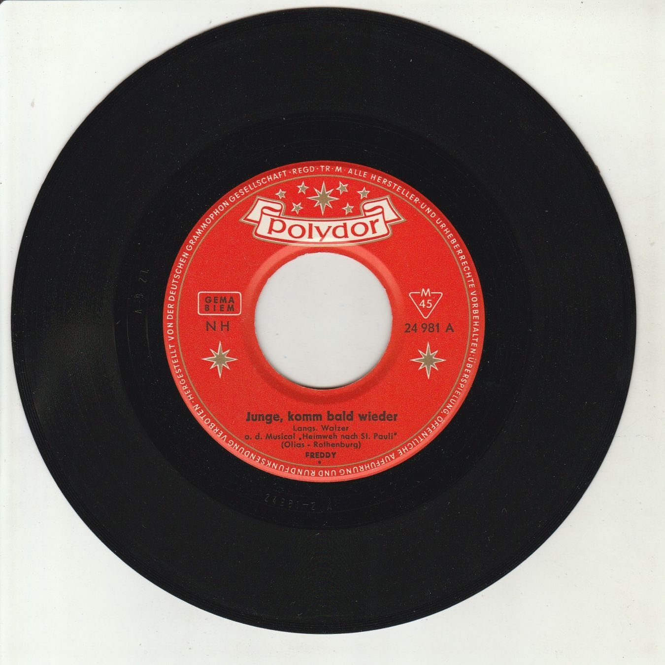 Schallplatten: Freddy - Junge, komm bald wieder 7" Vinyl – Gebraucht aus Tübach von JamesStone 2