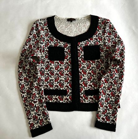 🌸Damen Jacke – Grösse 42, Plissee-Stoff mit floralem Design