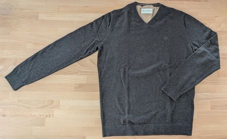 TOM TAILOR Herrenpullover Gr. M, anthrazit, V-Ausschnitt