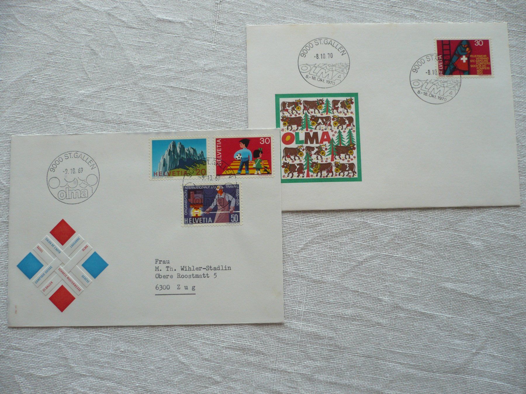 Alle Briefmarken: 1969 - 70 2 Belege OLMA – Gebraucht aus Zürich von saltandpepper008