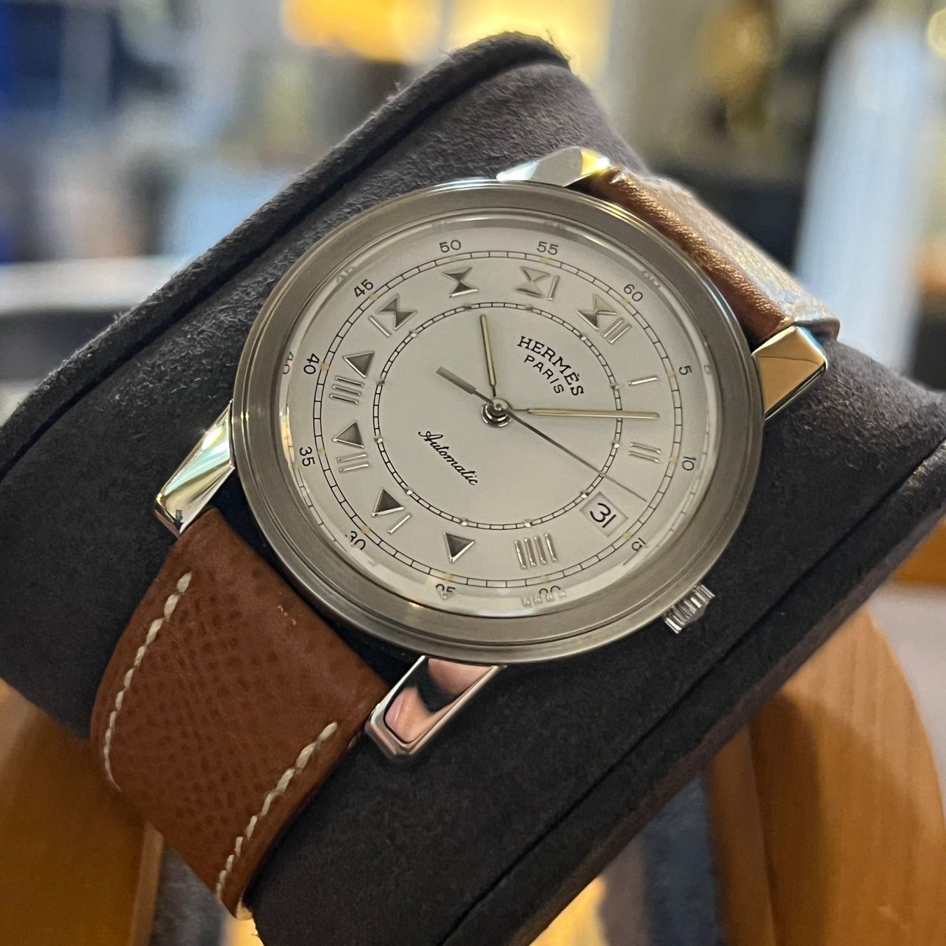 Hermès Montres: Hermès Carrick Automatic 36mm White Dial Full Set – D'occasion à Carouge GE par Watchaser 8
