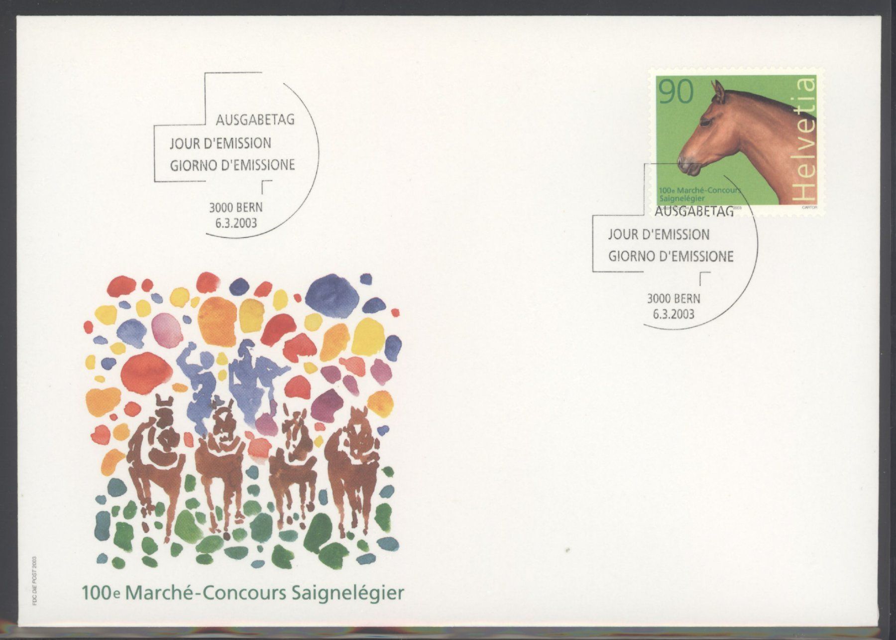 Tutti i francobolli: 2003, FDC, Sondermarke 100. Marché Concours, Saignelégier – Usato da Willisau venduto da Vollstempel