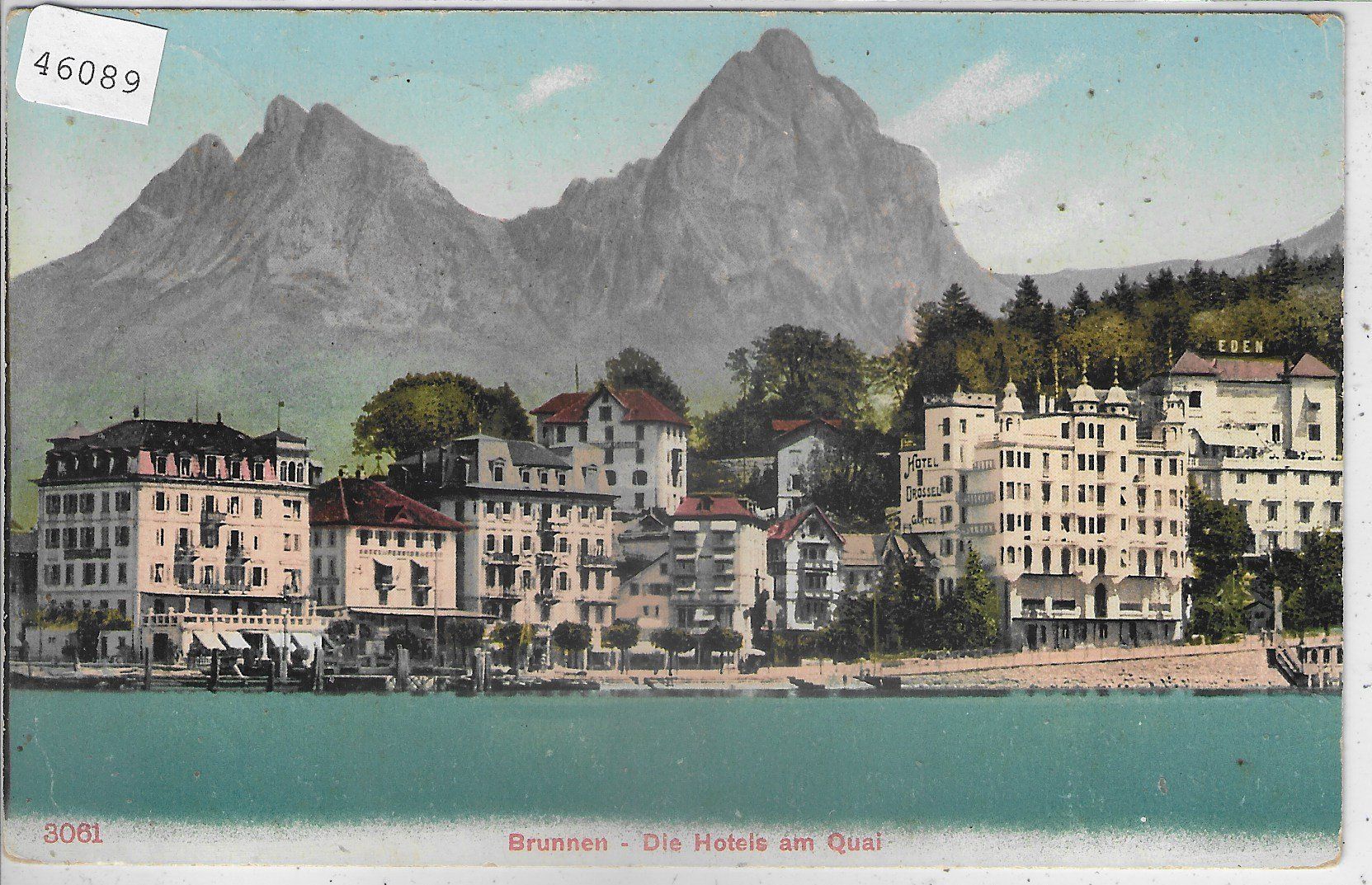 Cartoline postali: Brunnen - Die Hotels am Quai - Litho – Usato da Ettingen venduto da Kartenplanet