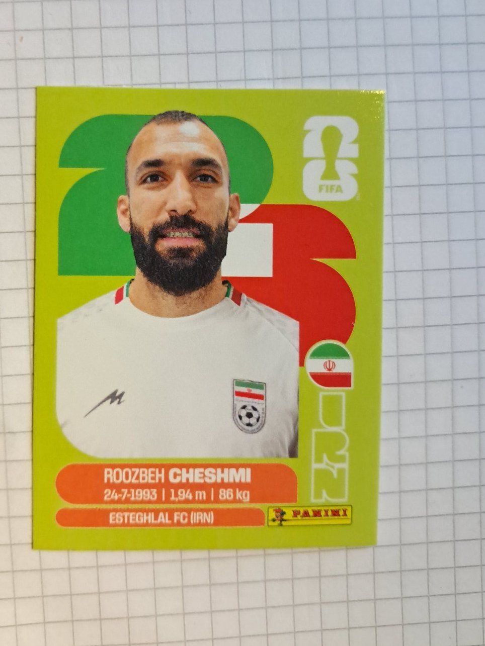 Panini Carte collezionabili: WM26 Roozbeh Cheshmi IRN15 – Nuovo (secondo la descrizione) da Wallisellen venduto da Cyberfuexli